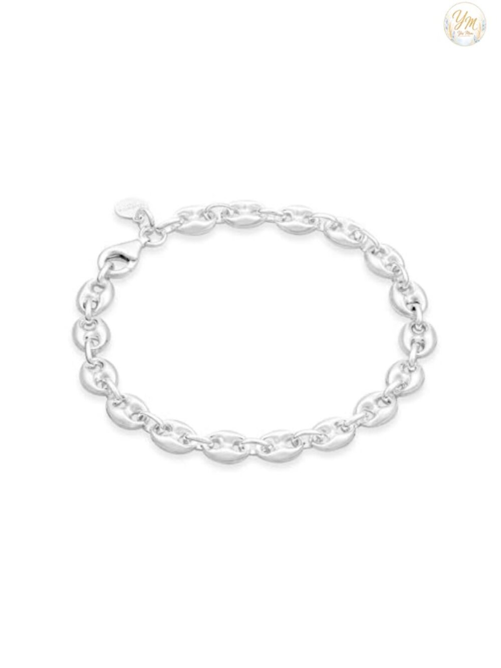 Women's 925 Sterling Silver Puffy Mariner Link Chain Bracelet 8 Inch
